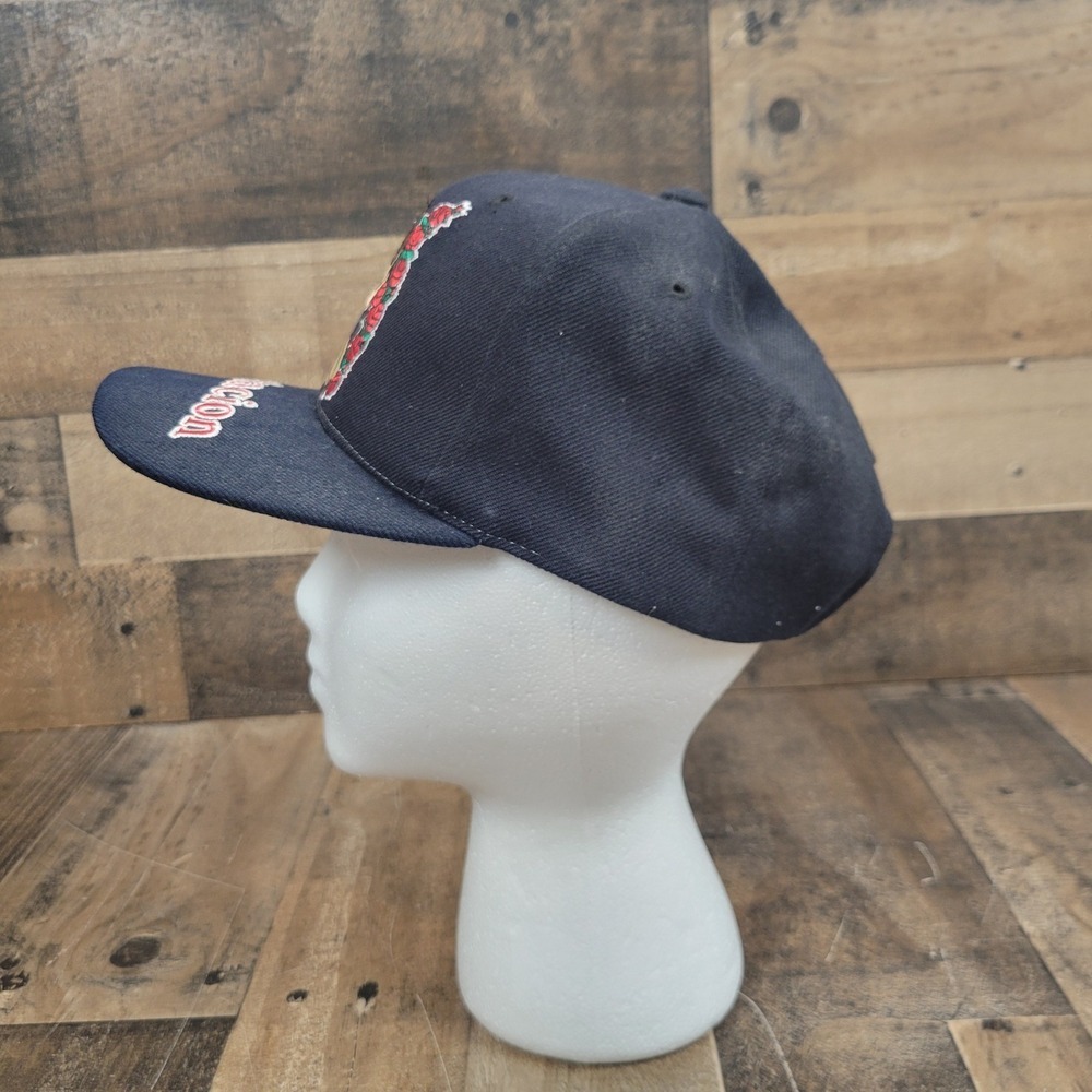 Vintage Azteca Black Hat Adjustable Strap Embroidered Nude Naked Woman w/ Roses - Picture 4 of 11